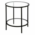 Hudson & Canal Henn  Hart  Sivil Blackened Bronze Round Side Table with Glass Shelf - 22 x 20 x 20 in. ST0650